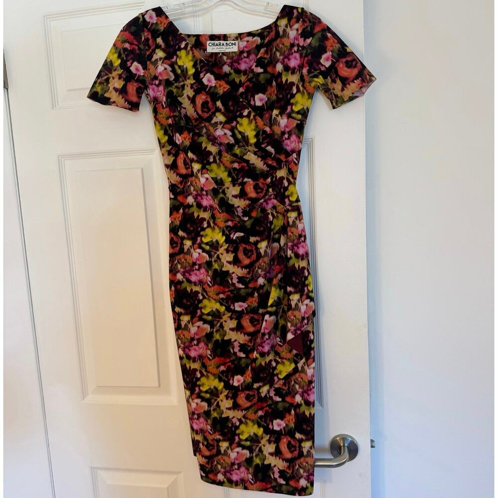 Chiara Boni La Petite Robe IT40 Floral Wrap Dress Short Sleeve Italian Designer